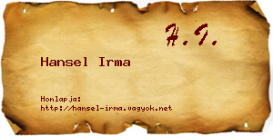 Hansel Irma névjegykártya
